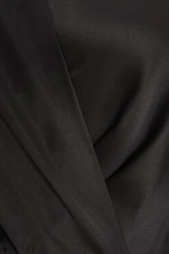 Black Satin Button Mini Shirt Dress -Dazzle Dresses 00100037097 ZS