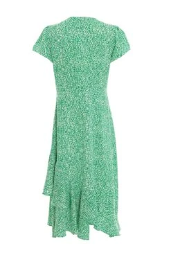 Green Polka Dot Frill Midi Dress -Dazzle Dresses 00100037101 ZB