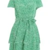 Green Polka Dot Wrap Mini Dress