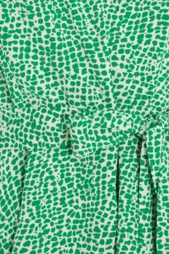 Green Polka Dot Wrap Mini Dress -Dazzle Dresses 00100037102 ZS
