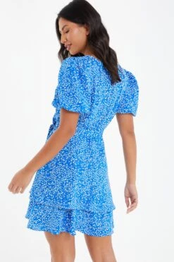 Blue Smudge Animal Print Mini Dress -Dazzle Dresses 00100037104 XB