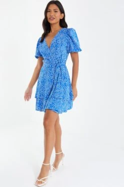 Blue Smudge Animal Print Mini Dress -Dazzle Dresses 00100037104 XS