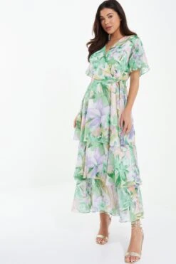 Multicoloured Tropical Print Midaxi Dress -Dazzle Dresses 00100037130 XS