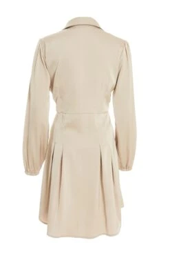 Stone Satin Button Shirt Mini Dress -Dazzle Dresses 00100037131 ZB