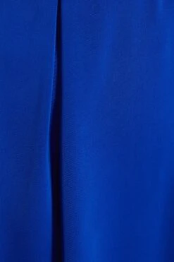 Royal Blue Satin Button Shirt Mini Dress -Dazzle Dresses 00100037135 ZS
