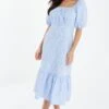 Light Blue Jacquard Midi Dress