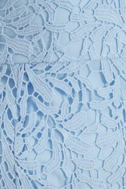 Light Blue Lace Fishtail Midi Dress -Dazzle Dresses 00100037172 ZS