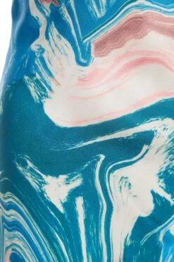 Blue Satin Marble Print Midaxi Dress -Dazzle Dresses 00100037175 ZS