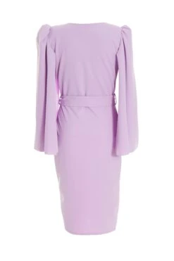 Lilac Cape Sleeve Midi Dress -Dazzle Dresses 00100037292 ZB