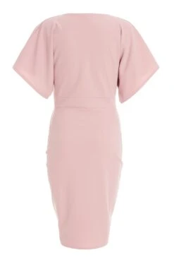 Light Pink Buckle Wrap Midi Dress -Dazzle Dresses 00100037309 ZB