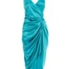 Aqua Wrap Ruched Midi Dress
