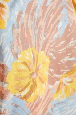 Multicoloured Satin Floral Asymmetric Midi Dress -Dazzle Dresses 00100037351 ZS