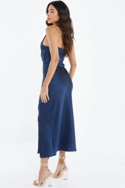 Navy Twist Front Midi Dress -Dazzle Dresses 00100037365 XB