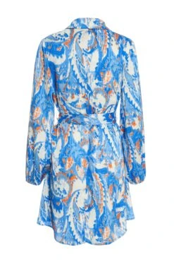 Blue Marble Print Shirt Mini Dress -Dazzle Dresses 00100037368 ZB