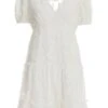 White Chiffon Floral Smock Mini Dress