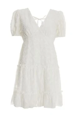 White Chiffon Floral Smock Mini Dress