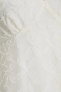 White Chiffon Floral Smock Mini Dress -Dazzle Dresses 00100037383 ZS