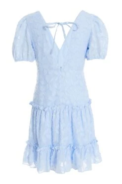 Blue Chiffon Floral Smock Mini Dress -Dazzle Dresses 00100037384 ZB