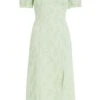 Sage Green Jacquard Bardot Midi Dress