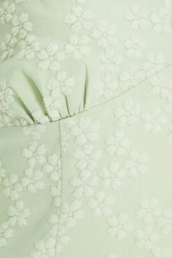 Sage Green Jacquard Bardot Midi Dress -Dazzle Dresses 00100037420 ZS