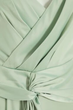 Sage Satin Knot Midi Dress -Dazzle Dresses 00100037449 ZS