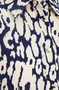 Navy Animal Print Shirt Mini Dress -Dazzle Dresses 00100037456 ZS