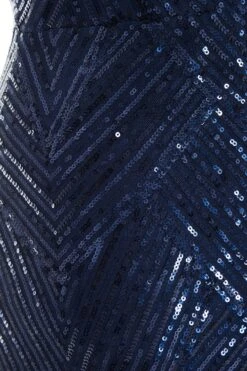 Navy Sequin Fishtail Maxi Dress -Dazzle Dresses 00100037463 ZS