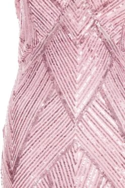 Pink Sequin Fishtail Maxi Dress -Dazzle Dresses 00100037464 ZS