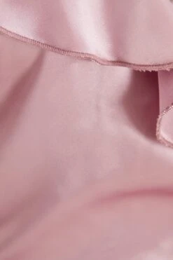 Pink Satin Wrap Frill Midi Dress -Dazzle Dresses 00100037468 ZS