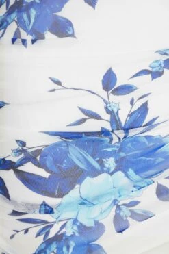 Blue Floral Mesh Maxi Dress -Dazzle Dresses 00100037489 ZS