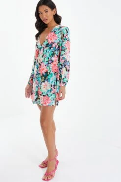 Multicolored Floral Skater Dress -Dazzle Dresses 00100037503 XS