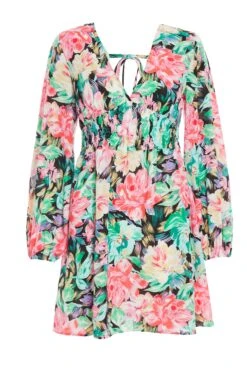 Multicolored Floral Skater Dress