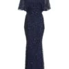 Navy Sequin Batwing Maxi Dress
