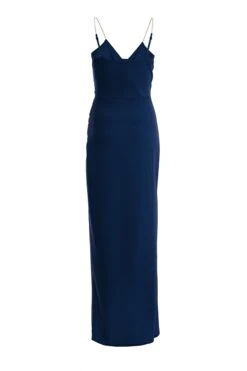 Navy Diamante Wrap Maxi Dress -Dazzle Dresses 00100037574 ZB