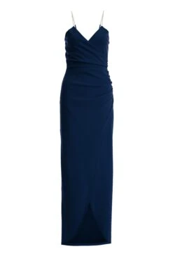 Navy Diamante Wrap Maxi Dress