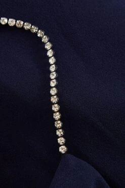 Navy Diamante Wrap Maxi Dress -Dazzle Dresses 00100037574 ZS