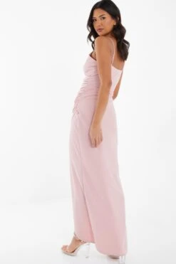 Pink Diamante Wrap Maxi Dress -Dazzle Dresses 00100037575 XB