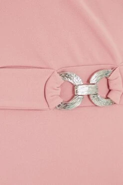 Pink Wrap Dip Hem Midi Dress -Dazzle Dresses 00100037579 ZS