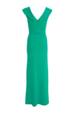 Green Ruched Bardot Maxi Dress -Dazzle Dresses 00100037581 ZB