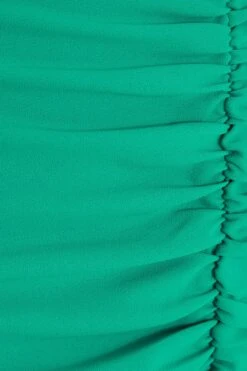 Green Ruched Bardot Maxi Dress -Dazzle Dresses 00100037581 ZS