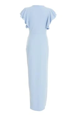 Light Blue Ruched Maxi Dress -Dazzle Dresses 00100037582 ZB