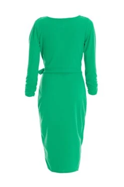 Jade Green Wrap Tie Midi Dress -Dazzle Dresses 00100037621 ZB