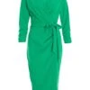 Jade Green Wrap Tie Midi Dress