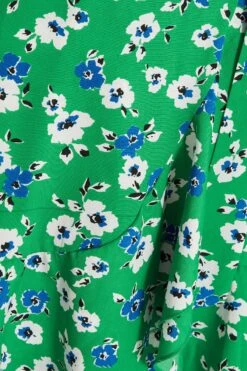 Green Floral Print Skater Mini Dress -Dazzle Dresses 00100037629 ZS