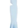 Light Blue One Shoulder Frill Hem Maxi Dress
