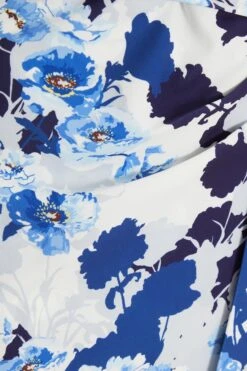 Navy Floral Wrap Midi Dress -Dazzle Dresses 00100037771 ZS