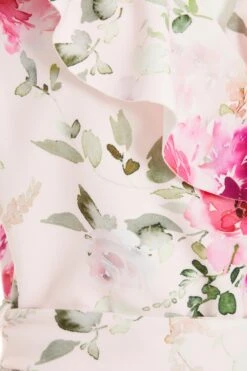 Light Pink Floral Dip Hem Midi Dress -Dazzle Dresses 00100037776 ZS