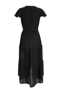 Black Tiered Dip Hem Midi Dress -Dazzle Dresses 00100037866 ZB
