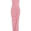 Pink Ruched Maxi Dress