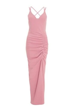 Pink Ruched Maxi Dress